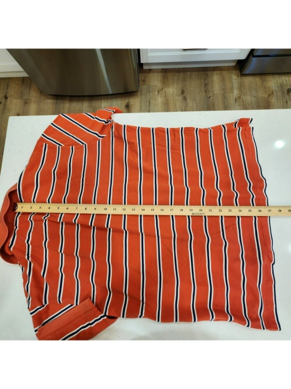 Vintage Polo Ralph Lauren Polo Shirt Pima Cotton Mesh Orange Stripes Mens Medium - Picture 7 of 8